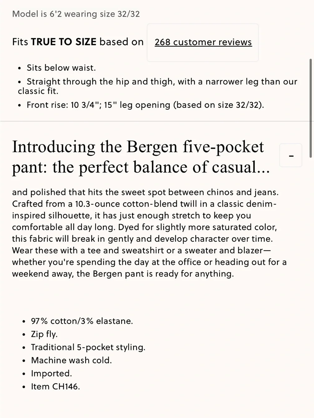 J.Crew 770™ Straight-fit Bergen five-pocket pant 33/32